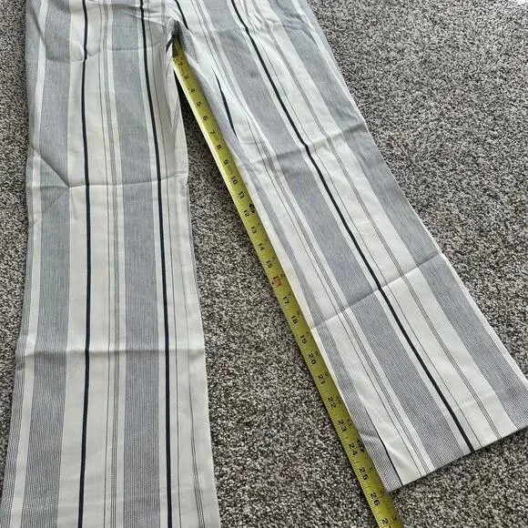 Cartonnier Anthropologie cream & navy blue striped Charlie crop flare pants, 6 - Picture 9 of 14